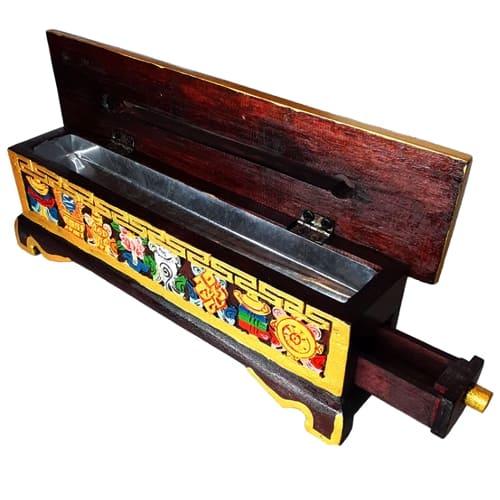 Tibetischer Räucherstäbchenhalter aus bemaltem Holz Padma Store